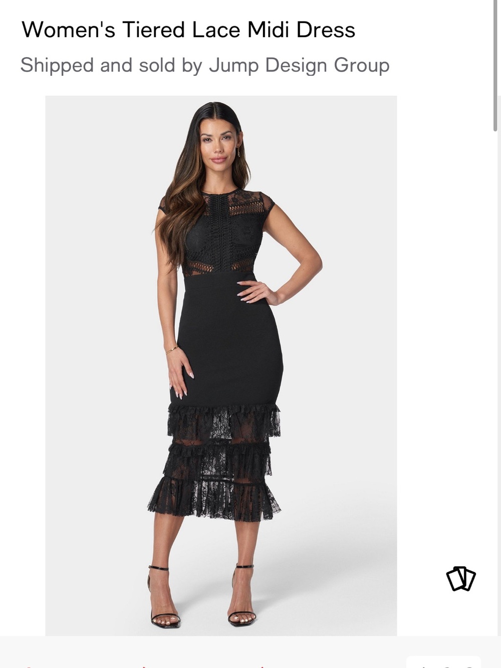 bebe Black Tiered Lace Midi Dress